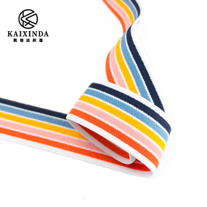 Vente en gros d'usine : Bande élastique en polyester colorée arc-en-ciel, à rayures multicolores, pour accessoires vestimentaires, ceintures et sangles décoratives - Product Image 6