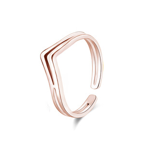 Juego de Anillos Ajustables de Acero Inoxidable 316L Resistentes al Agua y al Deslustre, Diseño en V, para Playa, Verano, Unisex - Product Image 1