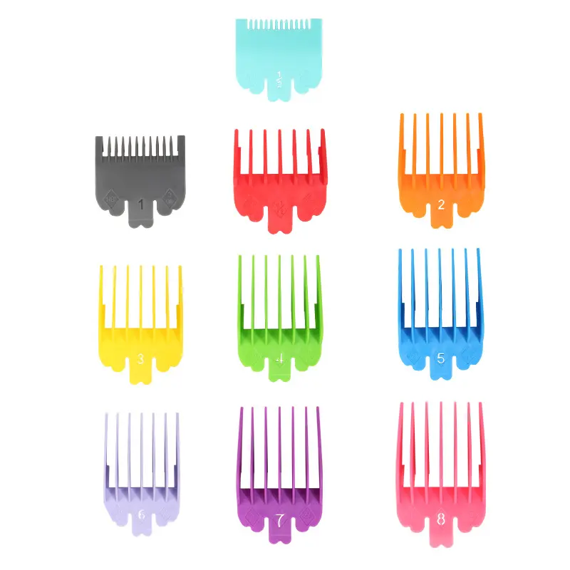 TF073 conjunto de pentes de barbeiro para salão de beleza profissional, limpador de cabelo em plástico com 10 cores