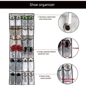 Hanging <b>Shoe</b> Organizer 24 Mesh Pockets Over Door Rack 5+ Layers Multifunction for <b>Shoes</b> Storage White - Product Image 4