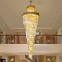 Lustre moderne en cristal pour escalier long, plafonnier pour villa, duplex, chambre à coucher, plafonnier de villa, lustre de duplex haut de gamme