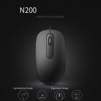 Rapoo N200 1600 DPI Mouse Optik USB Berkabel Ergonomis 3-Tombol 3D LED Desain Asli Nyaman untuk Penggunaan Kantor/Hadiah Promosi