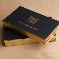 Cartes de visite personnalisées imprimées en offset, papier couché, film laminé, avec estampage à chaud dorée et bordure dorée