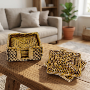 HOT SELLER Rattan Coaster Handmade Wicker Large Table Round Coaster <b>Placemats</b> Table Pad Fringe Home Decoration From Vietnam - Product Image 1