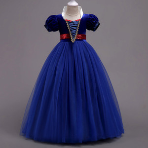 Robe de bal en tulle bleu foncé pour enfants, style Blanche-Neige, avec décolleté cœur, costume de spectacle pour filles, robe de fête d'anniversaire - Product Image 1