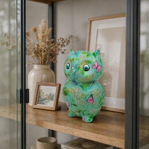 Hucha de Cerámica Personalizada Ecológica de Dolomita de Alta Calidad con Diseño de Búho y Unicornio - Product Image 1