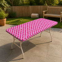 Nappe jetable en PEVA imperméable, motif diamant magenta et blanc, ajustée, rectangulaire, pour événements festifs