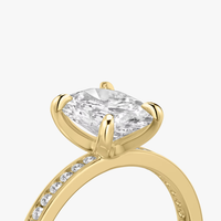 Bague de fiançailles en or massif 10K/14K/18K avec diamant de laboratoire ovale de 0,5 à 3 carats, sertie pavé sur mesure, certifiée IGI, clarté VVS, CVD/HPHT