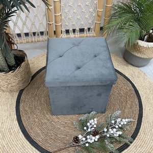 Factory Wholesale Velvet Fabric Bedroom Accent Ottoman Folding <strong>Pouff</strong> with <strong>Storage</strong> Extendable Convertible Bench Stool - Product Image 2