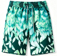 Shorts de bain pour hommes à imprimé plumes, 4 couleurs, noir, or/vert menthe, décontractés, séchage rapide, shorts de plage pour couple
