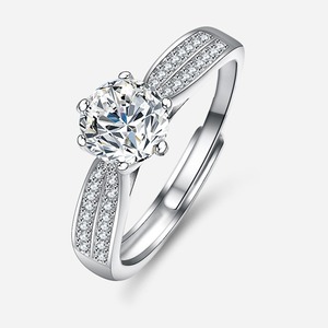 VVS1 1Ct 2Ct Mossanite Joyería de Plata de Ley 925 Diamante cultivado en laboratorio personalizado Filas dobles Anillo ajustable de estrella de piedras preciosas completas - Product Image 1