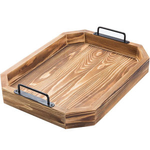 Bandeja rectangular de madera con asas de Metal, bandeja de madera para servir comida de té, venta al por mayor, Vietnam - Product Image 3