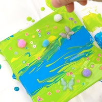 Kit de Peinture sur Toile à Texture à Verser Thème Nature pour Enfants, Personnalisable, Nouveau, Cadeau, Dessin, Bricolage, Jouet, Ensemble de Peinture Acrylique