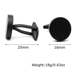 Mancuernillas de Metal Personalizadas de Alta Calidad para Hombre, con Logotipo Grabado, Redondas, de 16 mm, en Negro y Dorado Brillante - Product Image 2