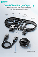 COTECi Porte-cartes de visite multifonctionnel, câble de données, adaptateur USB Type-C, étui adaptateur, ensemble de câbles de charge