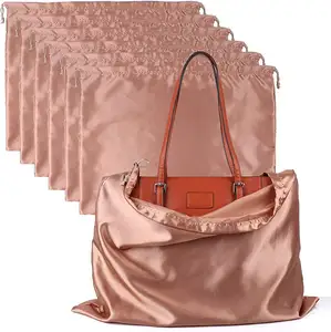 Custom wholesale luxury silk satin drawstring dust bag design your Custom Logo for handbags covers