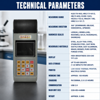 Alat Uji Kekerasan Logam Digital Portabel JINGJING Leeb JH-300 170-960HLD Presisi Tinggi dengan Printer Terintegrasi 7 Skala