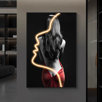 Nouvelle conception, peinture décorative lumineuse, ligne de beauté, personnage imprimé en haute définition, œuvre d'art pour salon et chambre, peinture artistique à LED