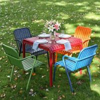 Ensemble de table et chaises de loisirs d'extérieur en alliage d'aluminium avec table à manger carrée pour cour, jardin, balcon, terrasse