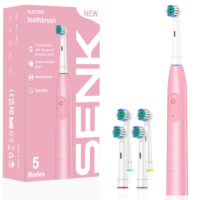 Brosse à dents électrique rechargeable, étanche, blanchiment des dents, élimination des taches profondes, mode sensible, 5 modes, portable, rotative, pour voyage