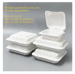 Barquettes alimentaires jetables en plastique MFPP à 3 compartiments, 9 x 9 pouces, blanches, avec logo personnalisé, vente en gros à prix réduit - Product Image 3