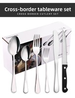 Service de Couverts de Luxe Vintage en Acier Inoxydable 410 Poli Miroir, 48 Pièces pour 8 Personnes, Idéal pour Fêtes, Steak et Desserts