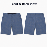 Shorts de golf pour hommes à imprimé géométrique bleu ciel personnalisé, bas de pantalon extensibles à séchage rapide, OEM ODM, étiquette privée, approvisionnement en gros