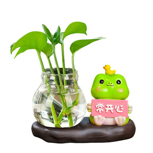 Creative Frog Hydroponic Vase Transparent Glass Round <b>Tabletop</b> Decor For Office Desk Home Floral Display Eco Friendly Gift - Product Image 5