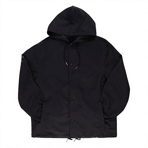 Mens <b>Coaches</b> Jacket 100% Polyester Hooded Jacket Lightweight Windbreaker Snap Button Front Water Resistant - Product Image 1