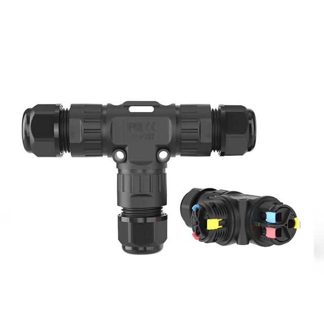 3 Way 3 Pin 10mm Underground Waterproof Screw Quick Disconnect PA66 Auto Wire IP68 Piercing 16A 450V Black Copper Connectors