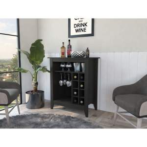 DB New Canaan Armario Bar de 6 Botellas con 1 Cajón y 1 Estante Negro Wengue - Product Image 1