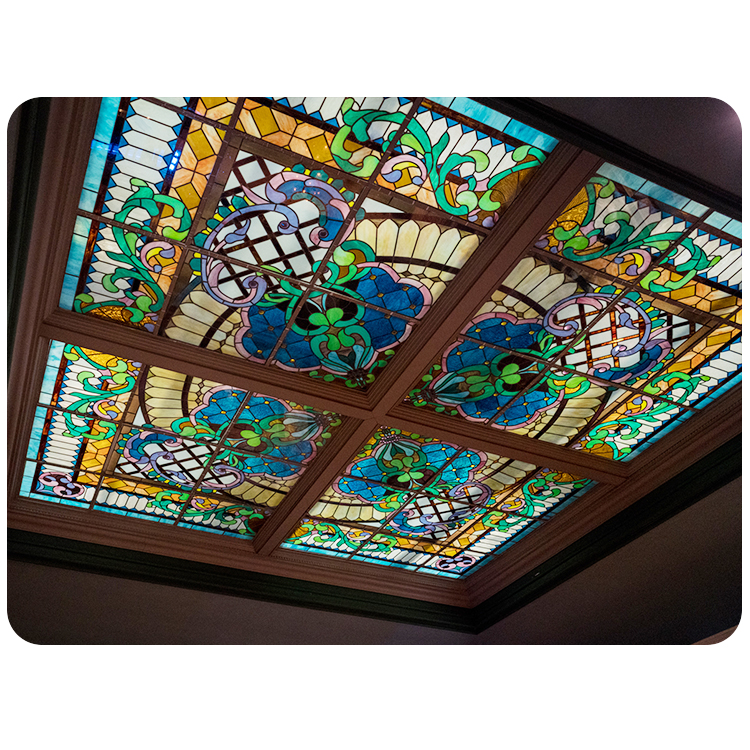Illuminating Stained Glass Ceiling Roof Panels Handmade Mosaic Decorative Stained Leaded Glass Dome Ceiling Roof Window Skylight