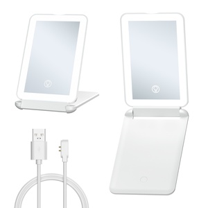 Espejo de Maquillaje LED Pequeño, Inteligente, Táctil, Portátil, de Viaje, con Luces LED, Recargable por USB - Product Image 1