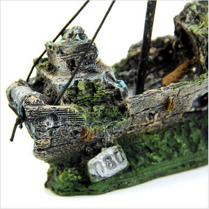 Mini Resina Navio Pirata para Aquarium <span class=keywords><strong>Decor</strong></span> Fish Tank Paisagismo Hideout House - Product Image 1