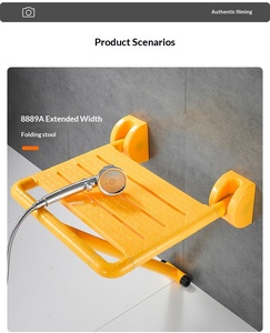 HEWEI Sedile <span class=keywords><strong>Doccia</strong></span> Moderno Quadrato in Acciaio Inox Cromato, Montaggio <span class=keywords><strong>a</strong></span> Parete, Ecologico, Pieghevole, Antiscivolo in ABS, Colore Personalizzabile - Product Image 2