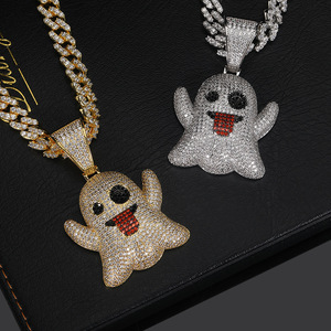 Colgante Hip Hop con diseño de Ghost Sticking Tongue, chapado en oro personalizado, engaste de púas, plata 925, moissanita, joyería Bling Iced Out para conciertos - Product Image 6