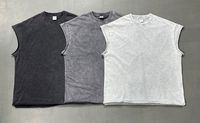 Débardeur de sport pour homme de haute qualité, sans manches, délavé à l'acide, délavé à la pierre, personnalisé, séchage rapide, 100% coton, col rond, écologique