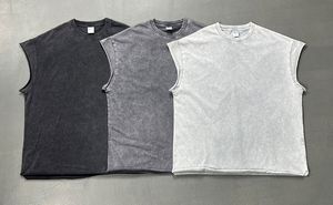 Débardeur de sport pour <span class=keywords><strong>homme</strong></span> de haute qualité, sans manches, délavé à l'acide, délavé à la pierre, personnalisé, séchage rapide, 100% coton, col rond, écologique - Product Image 3