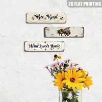 Letrero Metálico Vintage con Diseño de Panal de Abeja, Decoración de Pared con la Frase 'Bee Kind Home Sweet Home' para Casa de Campo, Porche o Adorno para el Hogar