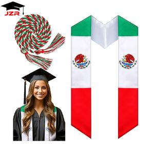 Estola de Graduación con Doble Bandera Mexicana y Cordones de Honor para la Celebración del Día de Graduación - Product Image 1