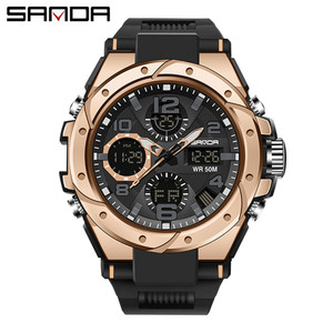 Montre numérique LED pour homme SANDA 3192 avec cadran carré, multifonction, mesure de la température, bracelet en acier, montre sportive pour homme, cadeau - Product Image 3