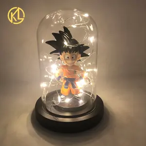 2022 Japanese DBZ Doll Manga Accessories souvenir Anime action figure in Glass LED Light with Wooden Base for Birthday gifts