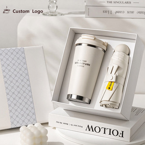 Coffret Cadeau Luxe Premium 2-en-1 2027 avec Logo Personnalisé : Thermos à Café et Parapluie pour la Reconnaissance des Clients d'Entreprises - Product Image 1