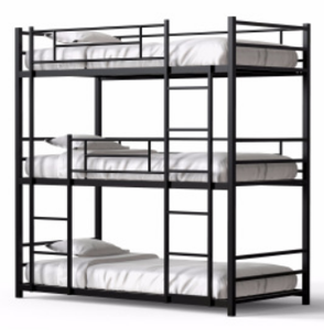 Cama litera triple metálica moderna de 3 niveles para dormitorio/hotel/hostal/apartamento/escuela - Product Image 4