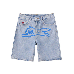 Pantalon d'été personnalisé Patchwork Coton Écusson brodé Double Genou Baggy Unisexe <span class=keywords><strong>Bermuda</strong></span> <span class=keywords><strong>Jeans</strong></span> Pantalon court Short <span class=keywords><strong>en</strong></span> jean pour Hommes - Product Image 3