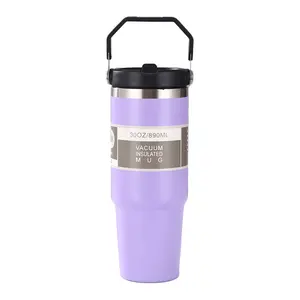 Nouvelles idées de produits 2024 Amazon 30OZ gobelet flacon sous vide bouteille grande capacité avec paille Thermos tasse USA bouteilles d'eau