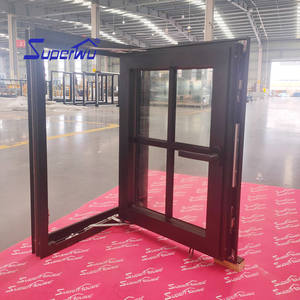 Superwu AAMA/NFRC/NAMI Ventana de toldo vertical de aluminio Miami a prueba de huracanes <span class=keywords><strong>Ventanas</strong></span> abatibles de vidrio de aluminio con celosía de vidrio - Product Image 2
