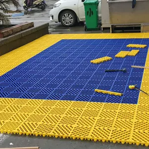 ineinandergreifende Garage Plastik Autowaschanlage Gitterbodenfliese rutschfeste Kunststoff-Bodenmatten für Autowerkstatt