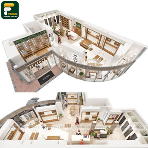 Étagère de présentation de vêtements de magasin de mode contemporaine, comptoir de vêtements, armoire à vêtements, meuble de vente au détail en verre - Product Image 2