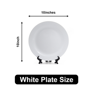 M <span class=keywords><strong>R</strong></span>.<span class=keywords><strong>R</strong></span> Sublimation Blanks Assiette en céramique blanche avec support Assiette à dessert ou assiette à salade ronde, sans plomb, sans danger pour le micro-ondes, le four et le congélateur - Product Image 3